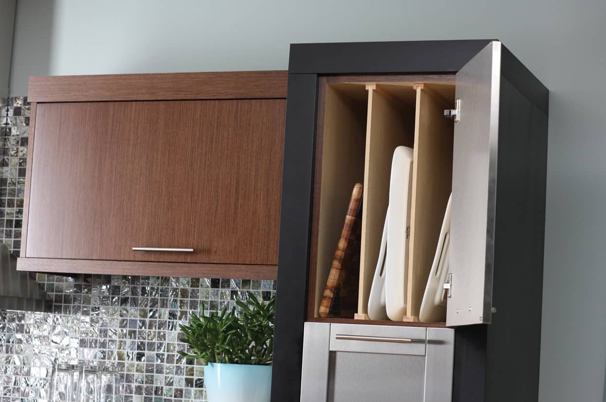 Benefits of Using Kitchen Storage Accessories. Vertical pantry box with vertical wooden shelving for the plates